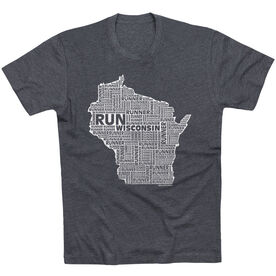 Running Short Sleeve T-Shirt - Wisconsin State Runner [Adult X-Large/Charcoal] - SS