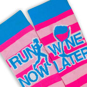 Woven Yakety Yak! Knee High Socks - Run Now Wine Later (Pink Stripes/Teal)