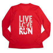 Women's Long Sleeve Tech Tee - Live Love Run Silhouette