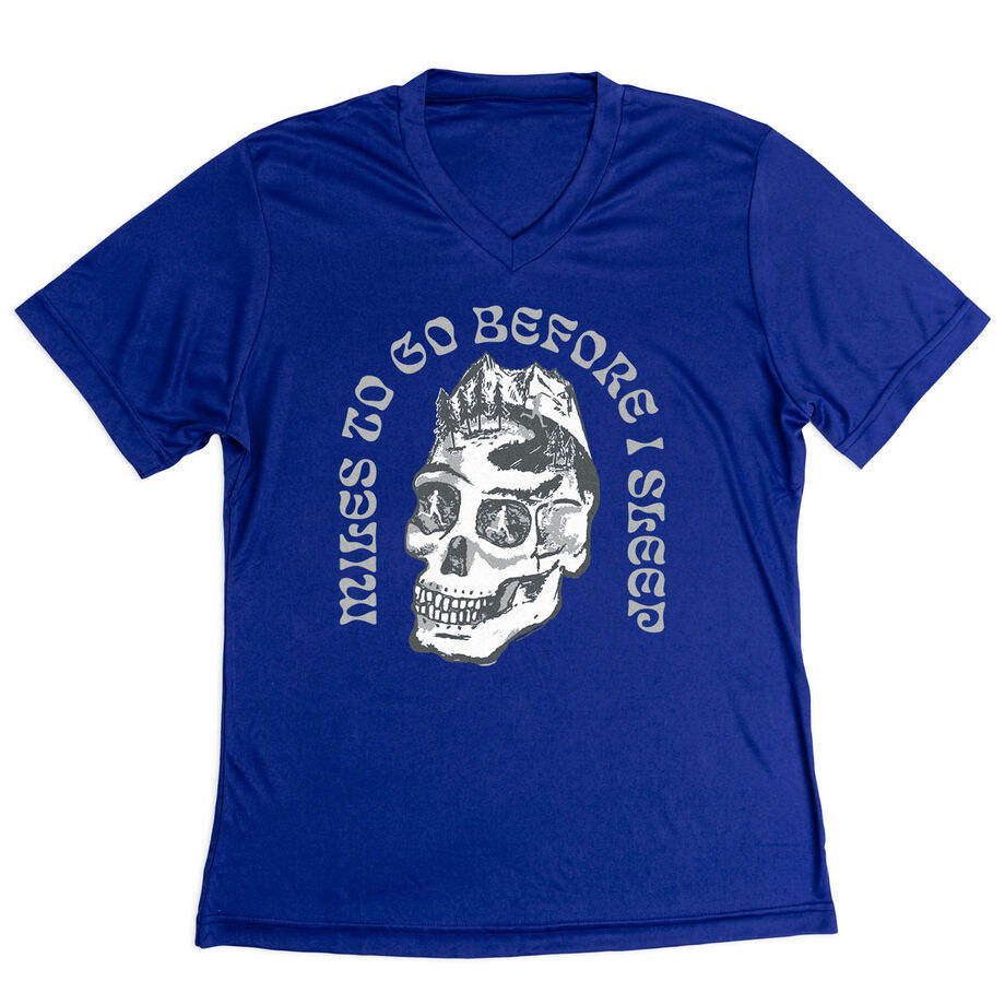 Women's Short Sleeve Tech Tee - Miles To Go Before I Sleep - Skull