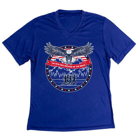 Women's Short Sleeve Tech Tee - We Run Free Because Of The Brave