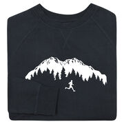 Running Raglan Crew Neck Pullover - Trail Runner in the Mountains