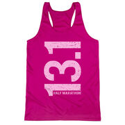 Women's Racerback Performance Tank Top - 13.1 Half Marathon Vertical