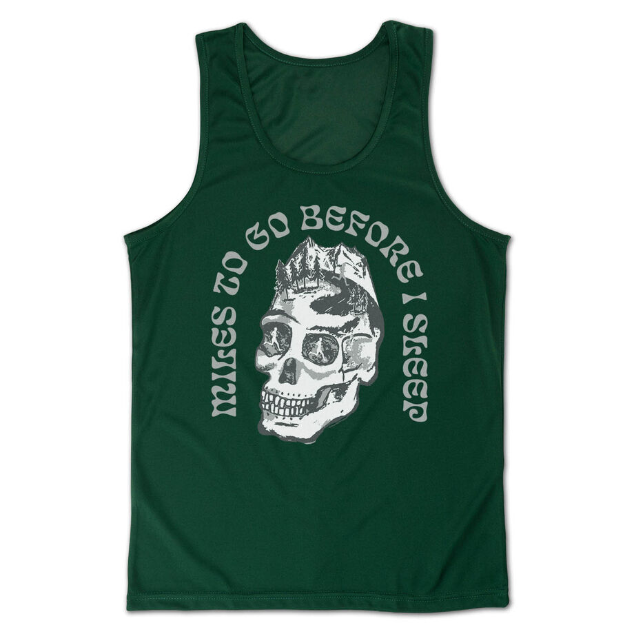 Men's Running Performance Tank Top - Miles To Go Before I Sleep - Skull