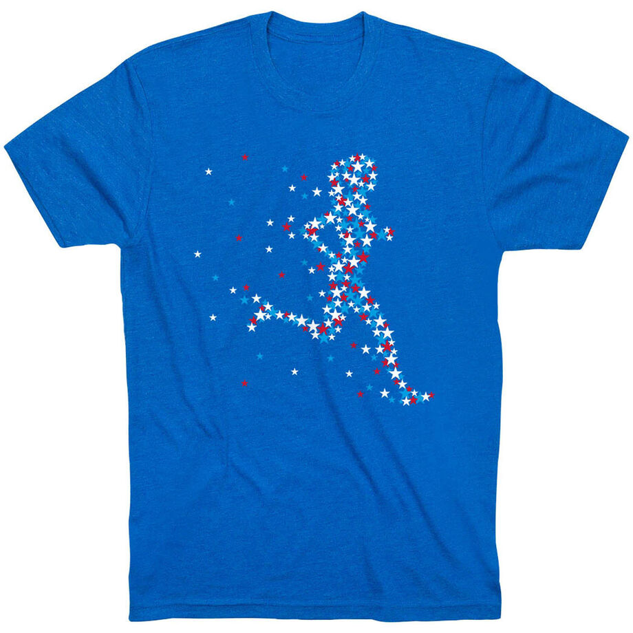 Running Short Sleeve T-Shirt - Patriotic Runner Girl