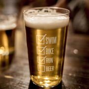 Swim Bike Run Checklist 16 oz Beer Pint Glass
