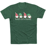 Running Short Sleeve T-Shirt - Runnin' With My Gnomies - Christmas
