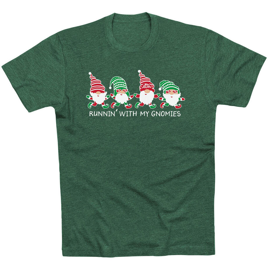 Running Short Sleeve T-Shirt - Runnin' With My Gnomies - Christmas