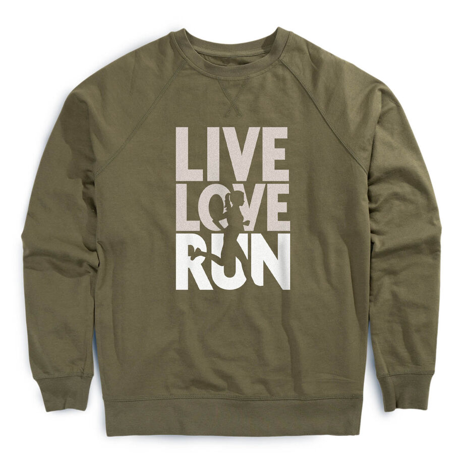 Running Raglan Crew Neck Pullover - Live Love Run Silhouette