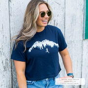 Running Short Sleeve Crop Tee - Trail Runner in the Mountains Female