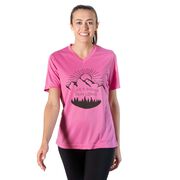 Women's Short Sleeve Tech Tee - Life's Short Run Long (Mountains)