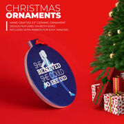 Running Round Ceramic Ornament - She Believed She Could So She Did (Blue)