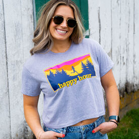 Running Short Sleeve Crop Tee - Happy Hour