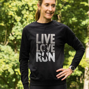 Running Raglan Crew Neck Pullover - Live Love Run Silhouette