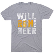 Running Short Sleeve T- Shirt - Will Run For Beer