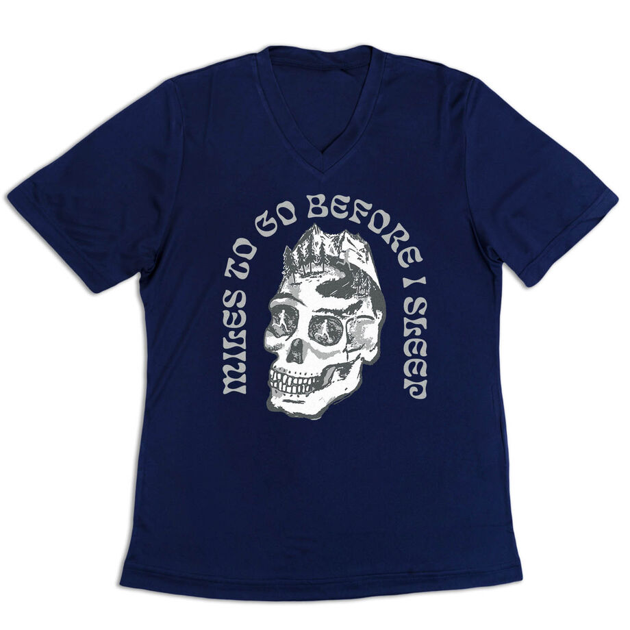 Women's Short Sleeve Tech Tee - Miles To Go Before I Sleep - Skull