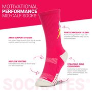 Socrates&reg; Mid-Calf Performance Socks - Bad Ass (Pink)