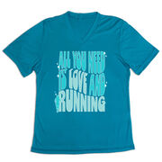 Women's Short Sleeve Tech Tee - All You Need is Love and Running