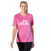 Women's Short Sleeve Tech Tee - Gone For a Run&reg; White Logo