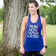 Women's Racerback Performance Tank Top - Run Now Wine Later (Bold)