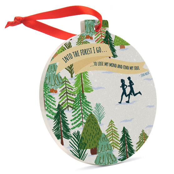 Running Round Ceramic Ornament - Into the Forest I Go