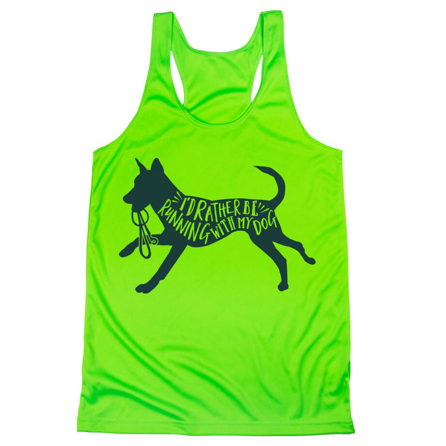 Women's Racerback Performance Tank Top - I'd Rather Be Running with My Dog