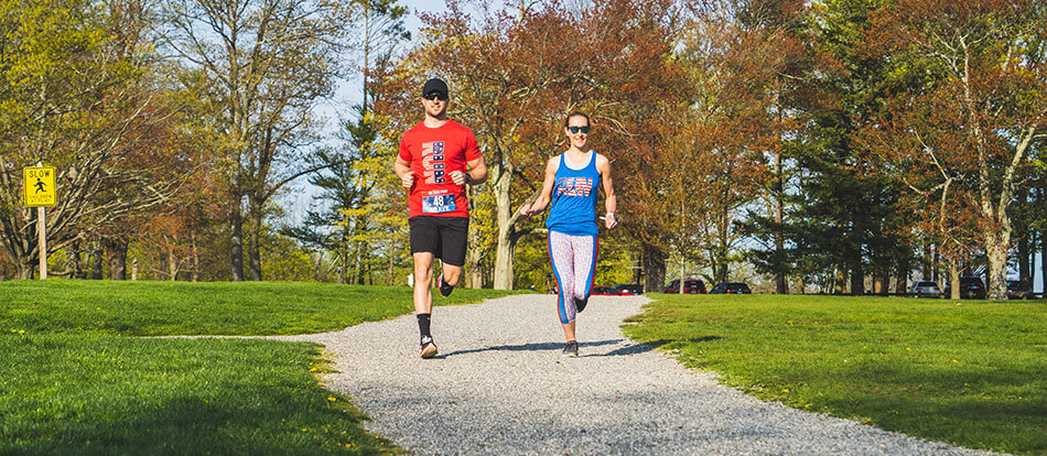 Running In Patriotic Gear on the Path