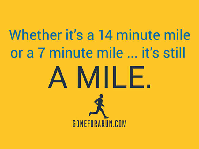 Monday Motivation for Runners - No matter how fast it's ran, a mile is still a mile. Motivation for your computer or tablet. 