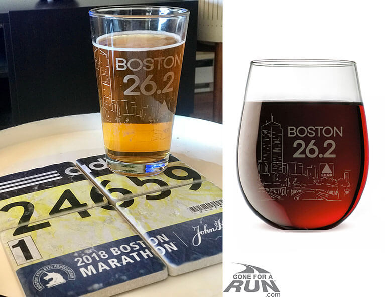 Boston Marathon Beer and Wine Glasses