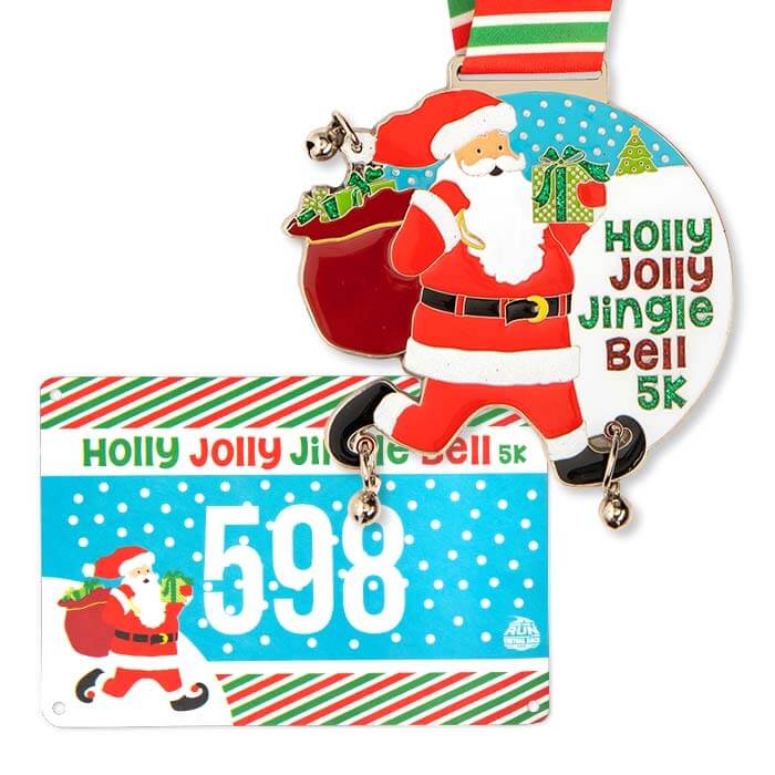 Medal with Jingle Bells & Authentic Race BIB