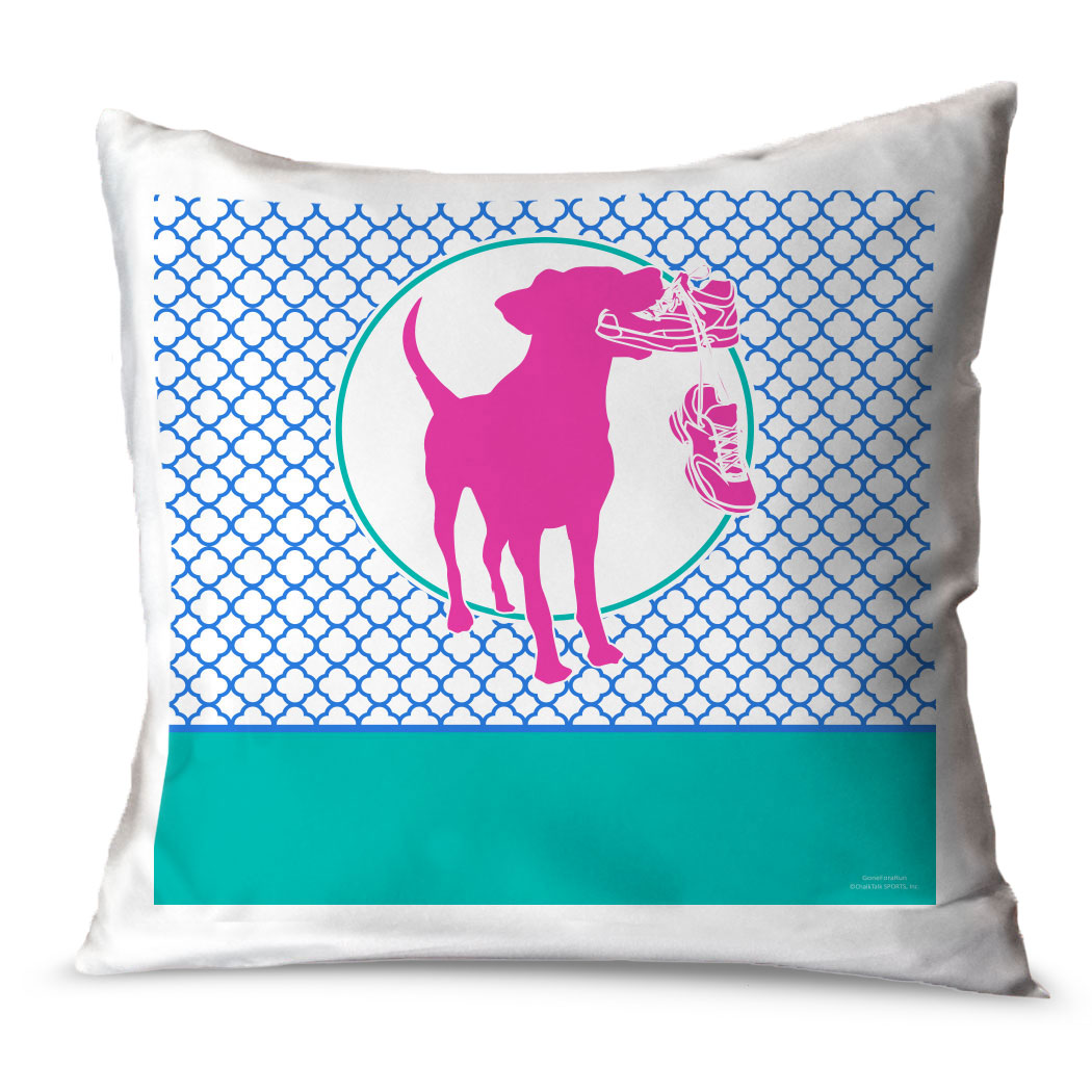 Running Throw Pillow Dog Quatrefoil Gone For a Run