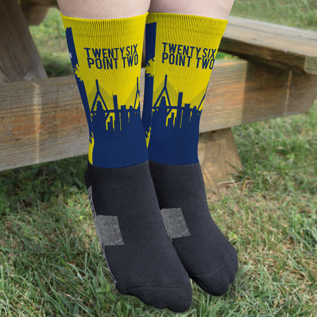 Running Printed MidCalf Socks 26.2 Boston Marathon Route Gone For