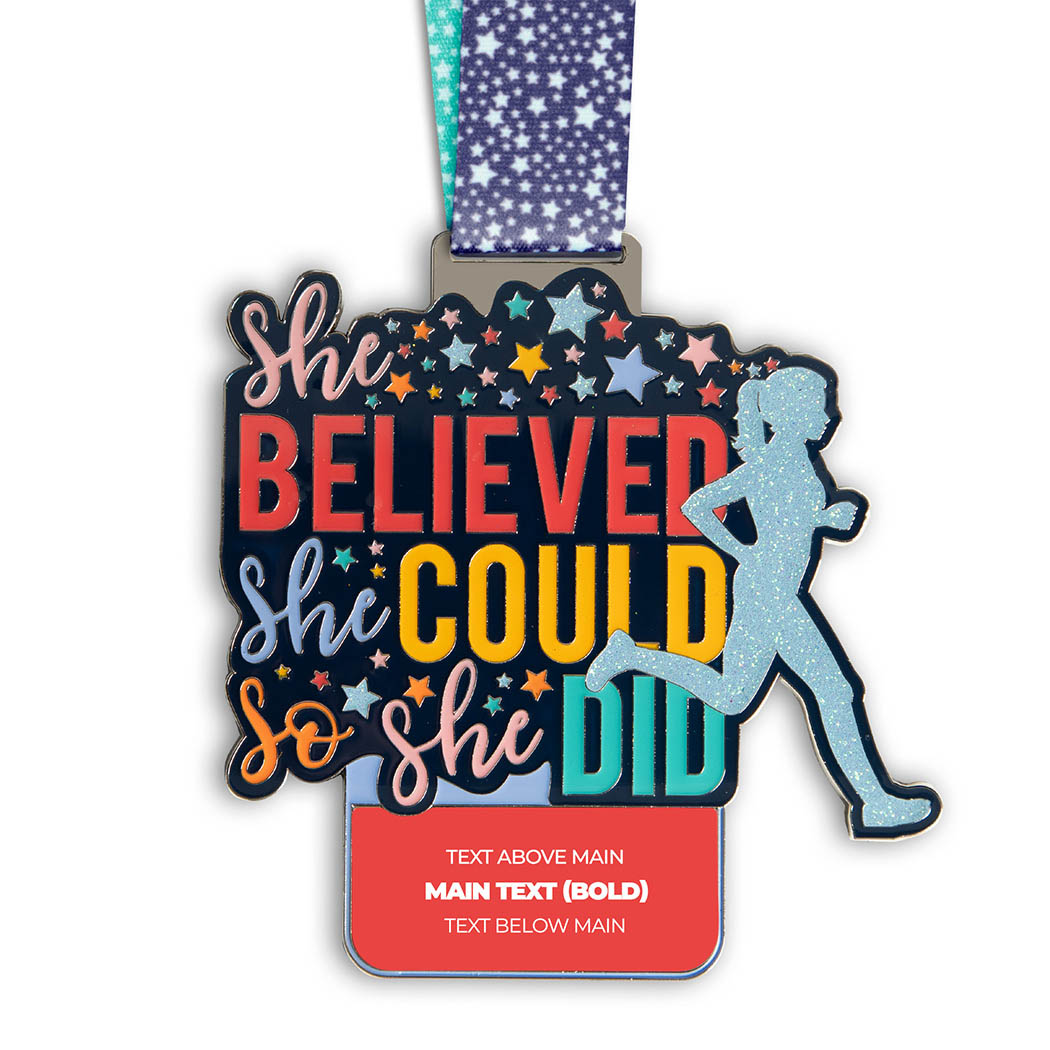 She Believed She Could So She Did Custom Race Medals - Personalization Image