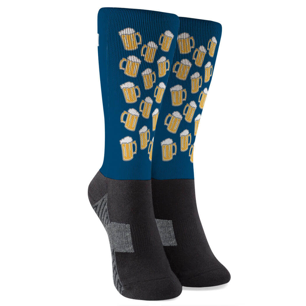 Running Printed Mid-Calf Socks - Will Run For Beer | Gone For a Run