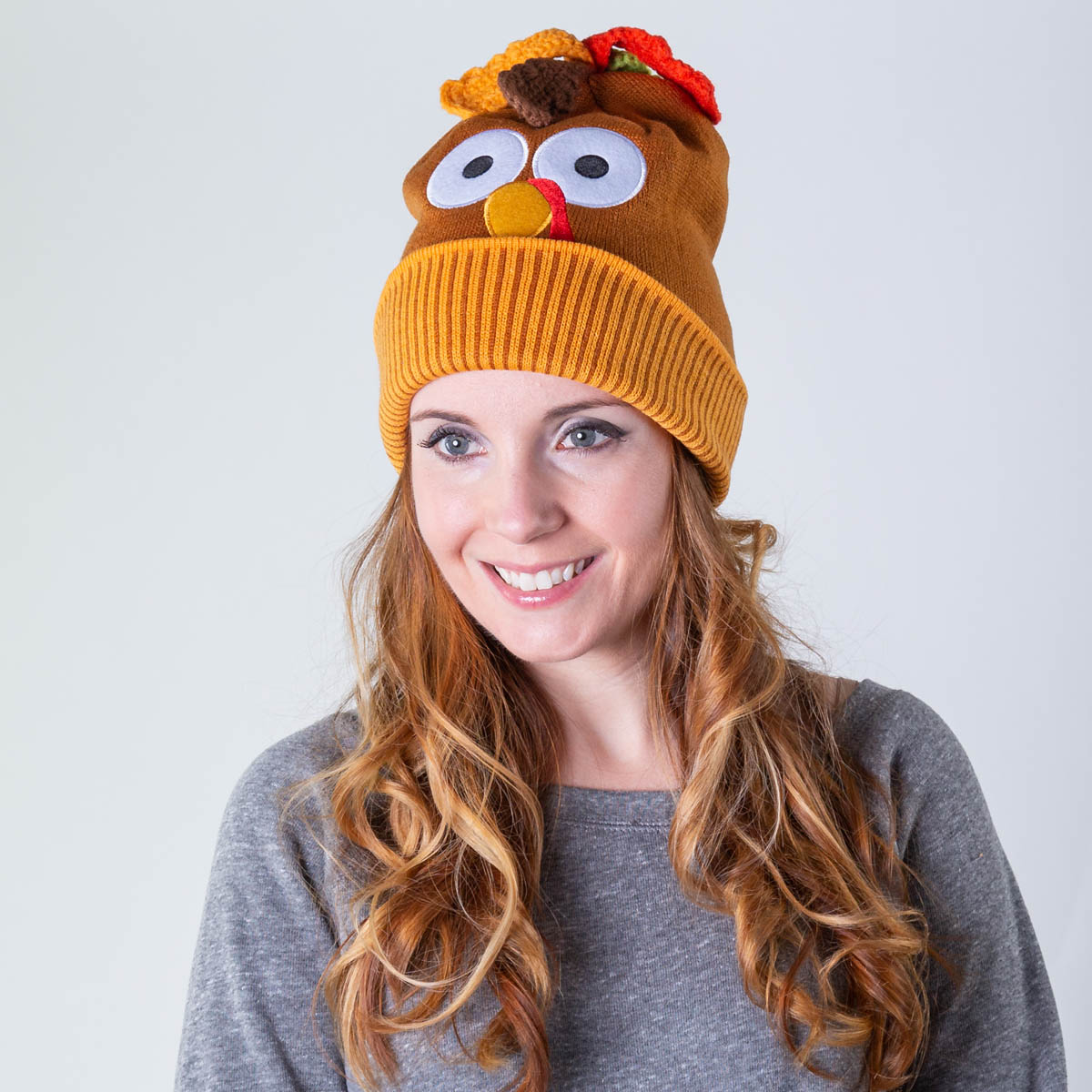 Happy Hatter Thanksgiving Turkey Knit Beanie Hat Gone For A Run