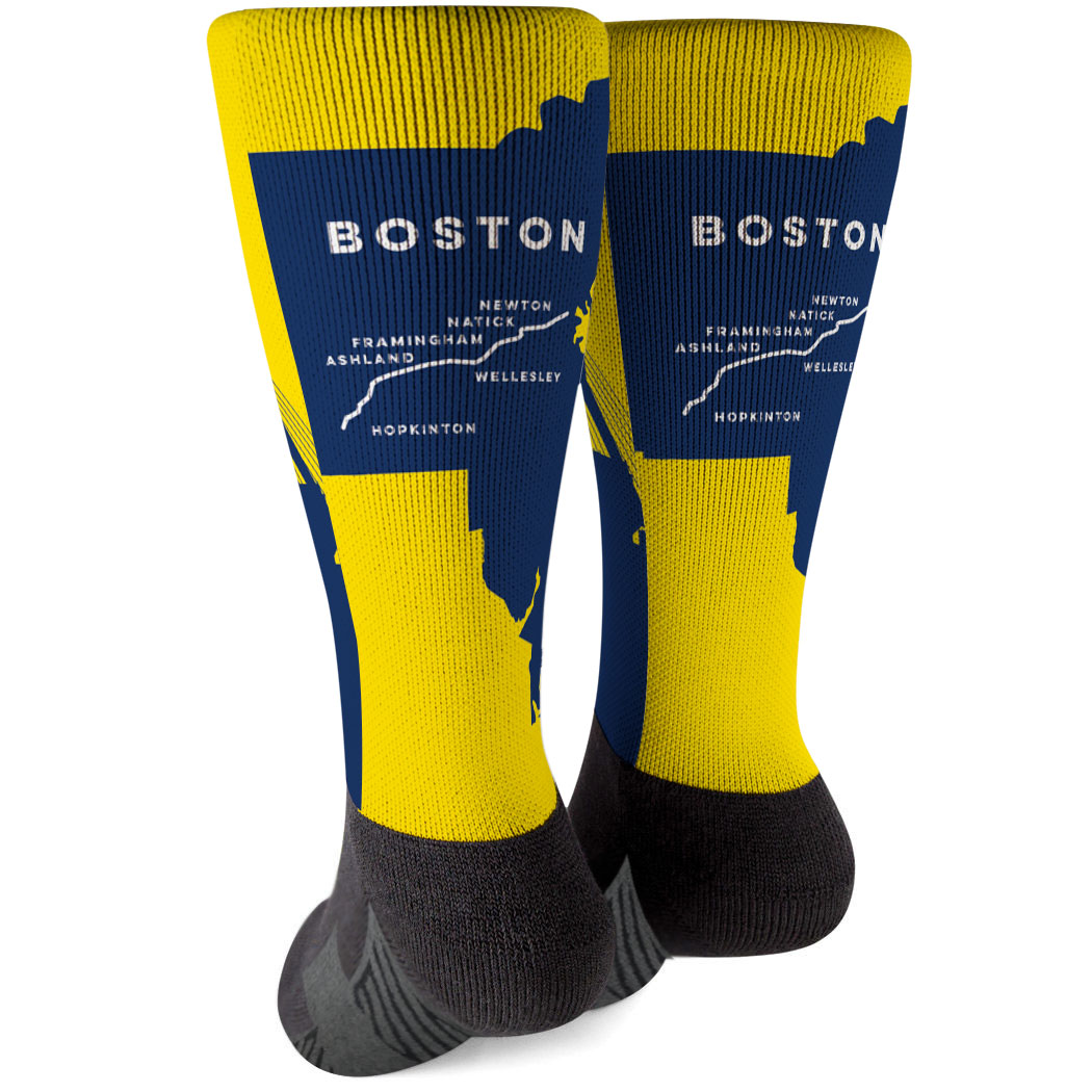 Running Printed MidCalf Socks 26.2 Boston Marathon Route Gone For