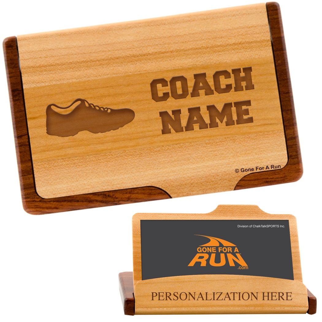 Running Coach Maple Business Card Credit Card Holder