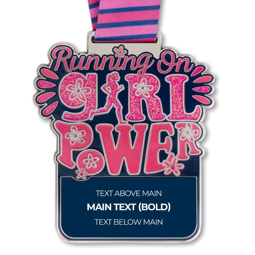 Running on Girl Power Custom Race Medals - Personalization Image