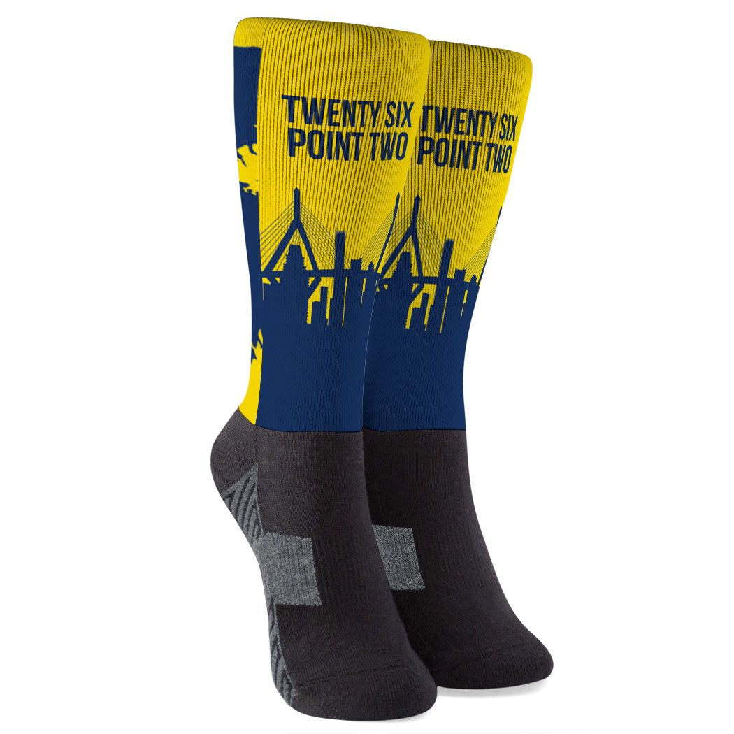 Running Printed MidCalf Socks 26.2 Boston Marathon Route Gone For
