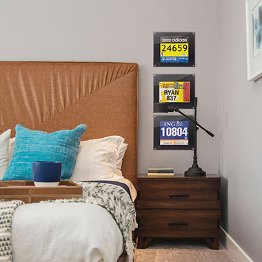 Race Bib Frames Above Your Nightstand