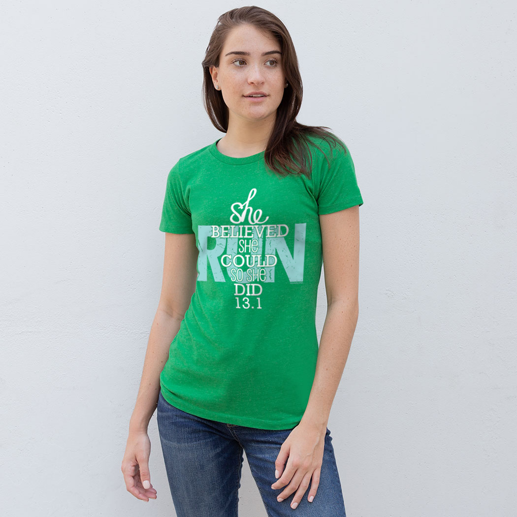 Women's Everyday Runners Tee She Believed She Could So She Did 13.1 ...