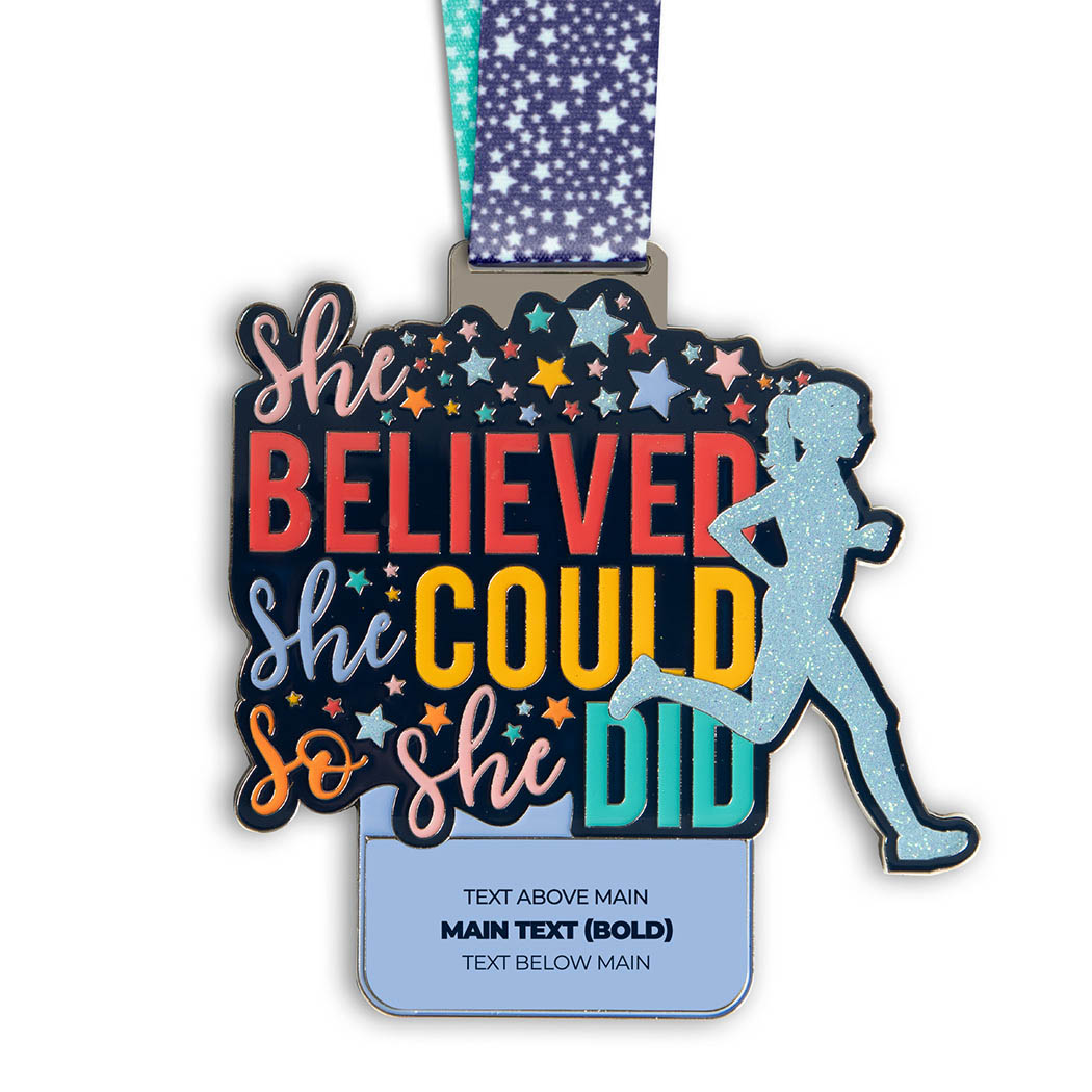 She Believed She Could So She Did Custom Race Medals - Personalization Image