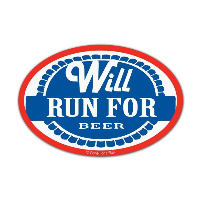 Will Run for Beer Mini Car Magnet