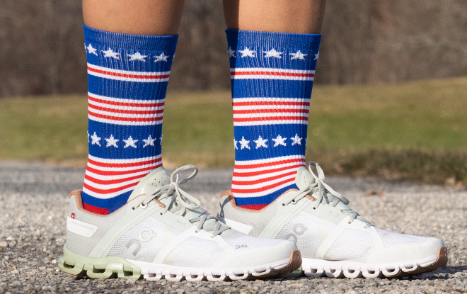 Shop Our Patriotic Mid-Calf Socks for Runners